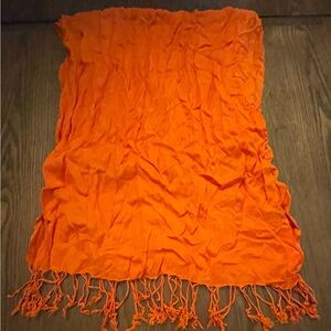 Vibrant Orange Scarf with Fringe